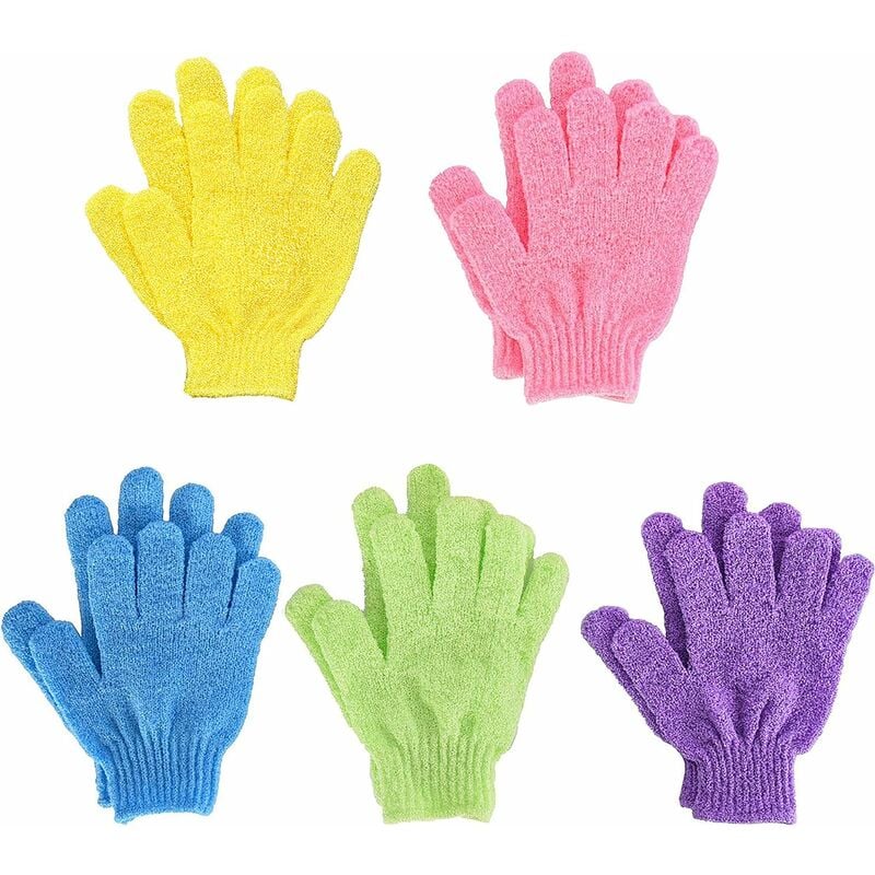 

Guantes exfoliantes LITZEE, guantes de baño para ducha, exfoliante corporal de doble cara, colores surtidos para hombres, mujeres, niños, 10 piezas