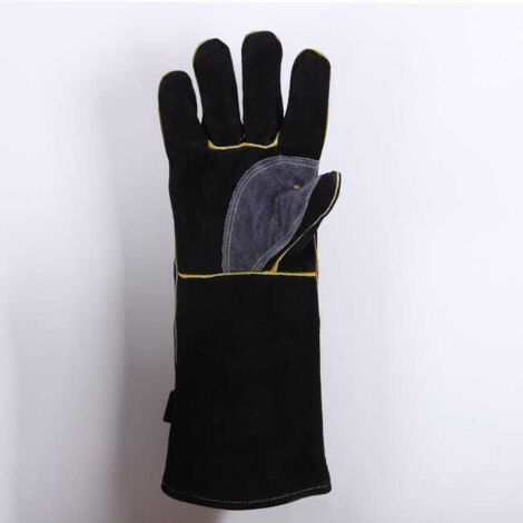 Guantes extremadamente resistentes al fuego y al calor, de cuero con costuras de Kevlar, perfectos para chimeneas, estufas, hornos, parrillas, soldadura, barbacoas, soldadura MIG, 35 cm.