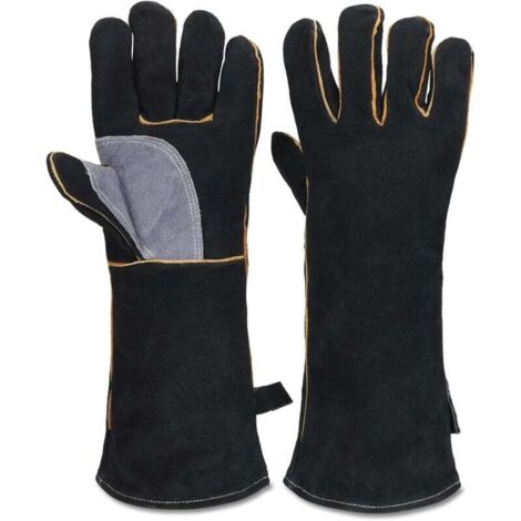 Guantes extremadamente resistentes al fuego y al calor, de cuero con costuras de Kevlar, perfectos para chimeneas, estufas, hornos, parrillas, soldadura, barbacoas, soldadura MIG, agarraderas y manejo