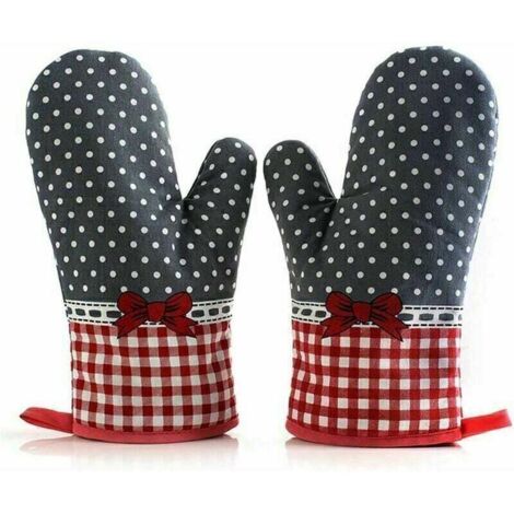 Guantes ignífugos para parrilla, manoplas de algodón para horno que protegen las manos. Talla única, se venden en paquetes de 2 (28 cm).