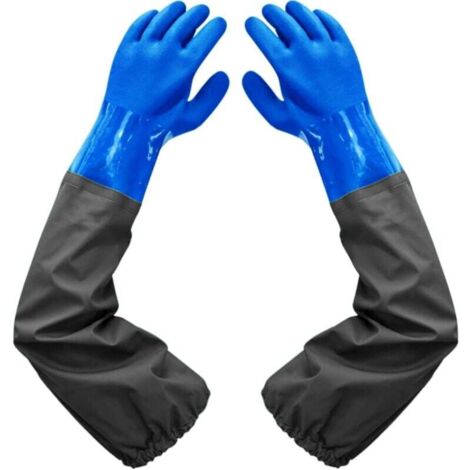 Guantes impermeables y esmerilados: guantes para limpieza de estanques, 26 pulgadas, forro flocado, puños elásticos, para la industria química, agricultura, pesca, construcción