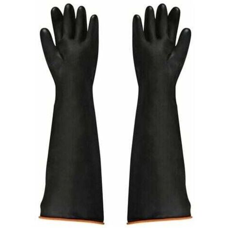 Guantes industriales de látex negro, resistentes a ácidos y álcalis, gruesos, brillantes y antiquímicos. Protección laboral para minería, agricultura, silvicultura y pesca.