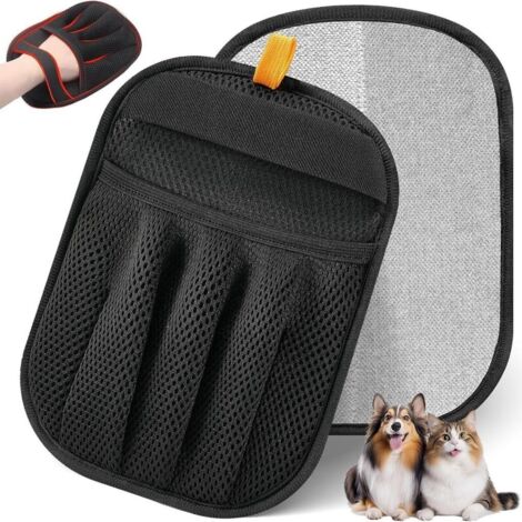 Guantes mejorados para la eliminación de pelo de mascotas (paquete de 2), diseño de cinco dedos, guantes electrostáticos de doble cara para la eliminación de pelo de perro.