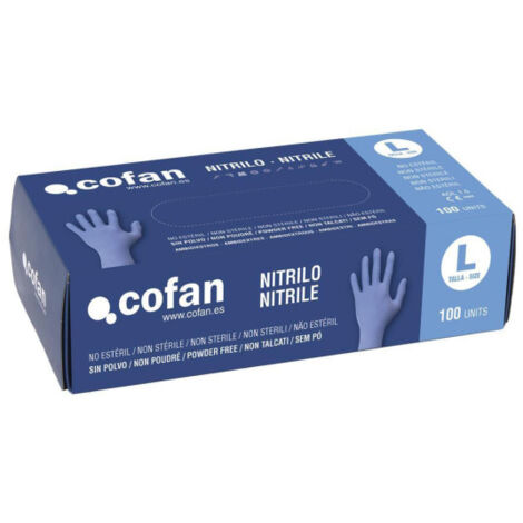 Guantes Nitrilo azul finos y elásticos Sin Polvo - Caja de 100 unidades M