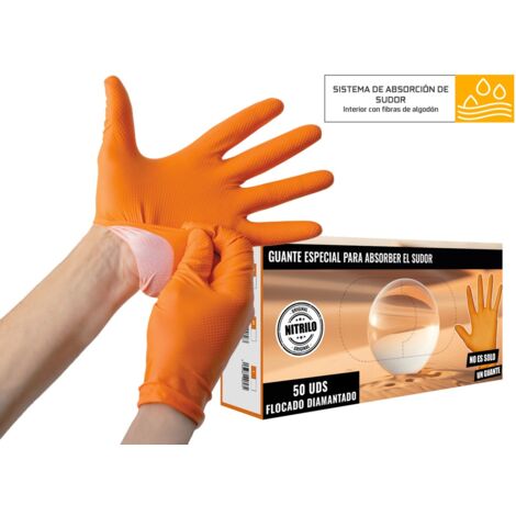 GUANTES NITRILO DIAMANTADOS ABSORBE SUDOR SUPER RESISTENTES REUTILIZABLE Talla M