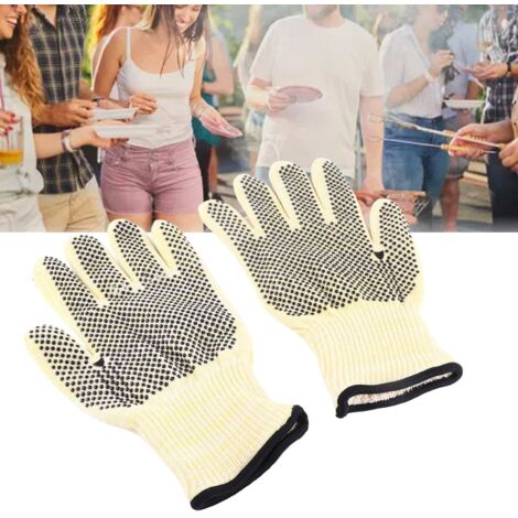 Guantes para barbacoa, de acero y aluminio, resistentes al calor hasta 800 °C, lavables, 28 cm, 2 pares.