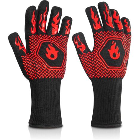 Guantes para barbacoa, guantes para horno, guantes de cocina, guantes de cocina antideslizantes, guantes de horno resistentes al calor para barbacoa, parrilla y cocina a la brasa (par)