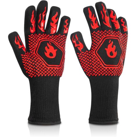 Guantes para barbacoa, guantes para horno, guantes de cocina, guantes de cocina antideslizantes, guantes de horno resistentes al calor para barbacoa, parrilla y cocina a la brasa (par)