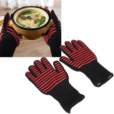 Guantes para barbacoa resistentes al calor, guantes de aramida 1313 ignífugos, paquete de 2, silicona antideslizante.
