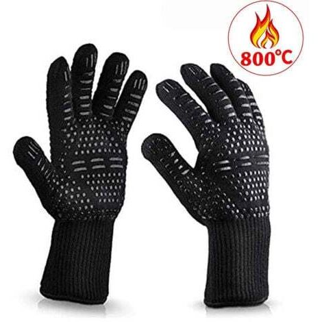 Guantes para barbacoa, resistentes al calor hasta 800 °C, antideslizantes y resistentes al calor, para cocinar en barbacoa, horno, parrilla, chimenea, soldadura y repostería.