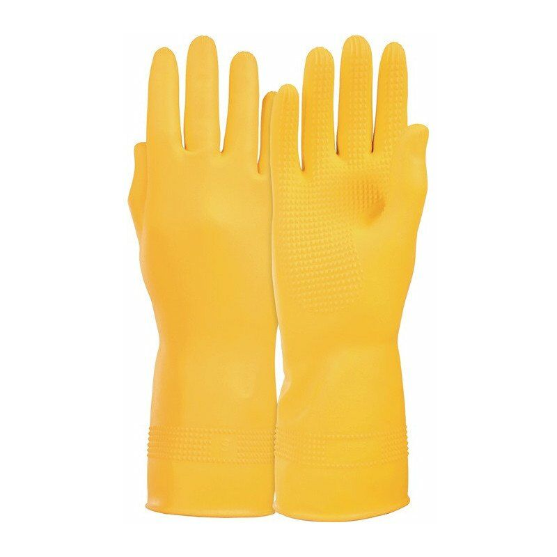 

Guantes domésticos Super 701 talla 9, amarillo, látex natural, velourizado (Por 10)