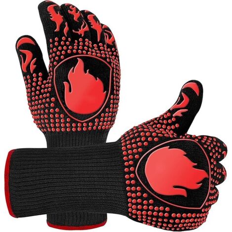 Guantes para parrilla resistentes al calor, guantes para horno a 800 grados, extremadamente resistentes al calor, guantes de cocina para hornear, asar, cocinar, barbacoa