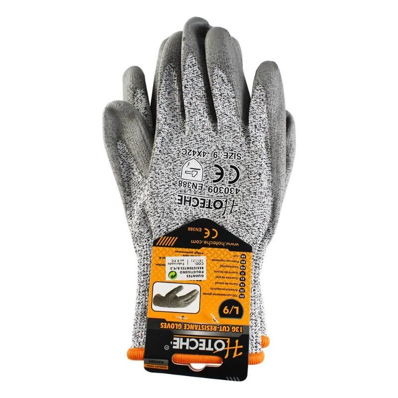 Hoteche - guantes polietileno talla 9 par , Guantes de polietileno talla 9 Resistentes al corte Tejido a máquina con tejido de fibra de vidrio Alto