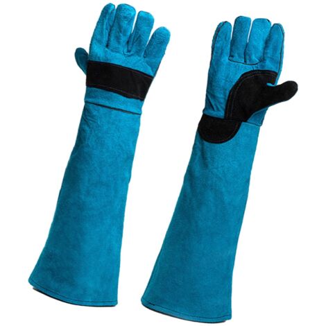 Guantes protectores de 45 cm, guantes de trabajo de cuero de seguridad, guantes anti-mordeduras para el manejo de animales, ideales para bañar, acicalar y manipular perros, gatos, pájaros, serpientes,