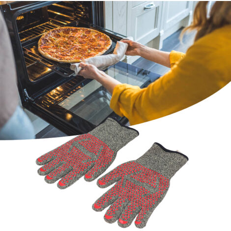 Guantes protectores resistentes al calor hasta 500 °C, de aramida, silicona y algodón, 30 cm, 2 unidades, para hornos de barbacoa.