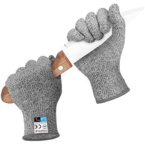 Guantes resistentes a cortes con protección de alto rendimiento de nivel 5, guantes de trabajo para cocina, mandolina, fileteado de pescado, corte y trinchado de carne (L)