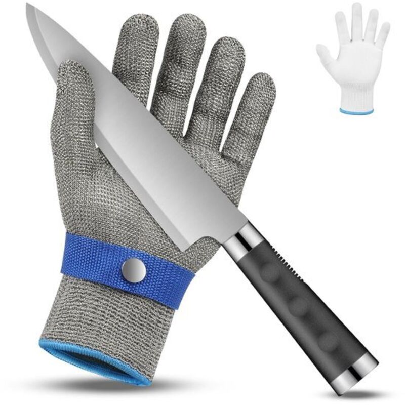 Guantes resistentes a cortes de nivel 9 - Guantes resistentes a cortes de acero inoxidable - Protección diaria contra cortes - Para filetear, picar,