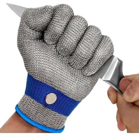 Guantes resistentes a cortes, protección de alto rendimiento de nivel 5, guantes de cocina, guantes de trabajo resistentes a cortes para cortar, mandolina y ostras (L)