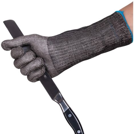 Guantes resistentes a los cortes. Funda extensible de acero inoxidable 316L de 24,4 cm (9,6 pulgadas) para picar.