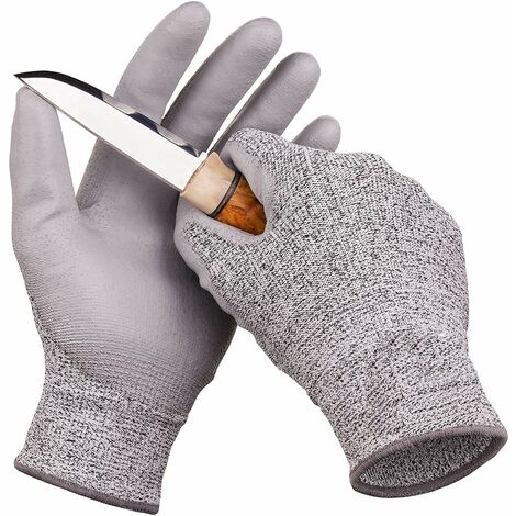 Guantes resistentes a los cortes Guantes de trabajo recubiertos de poliuretano nivel 5 de grado alimenticio certificados, lavables a máquina Resistentes a cortes y puñaladas