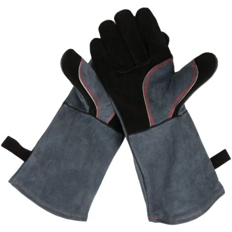 Guantes resistentes al calor, guantes de cuero para barbacoas, hornos, soldadura y jardinería.