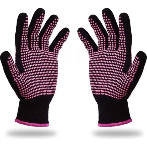 Guantes resistentes al calor, guantes ignífugos, guantes de cocina, guantes para hornear, cocinar y hacer barbacoas - negros