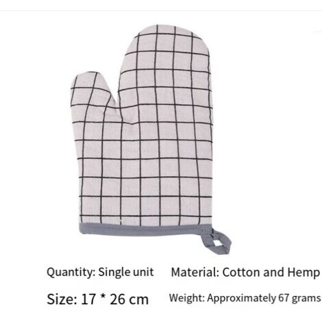 Guantes resistentes al calor, guantes para horno microondas, gruesos para evitar quemaduras - estampado a cuadros blancos