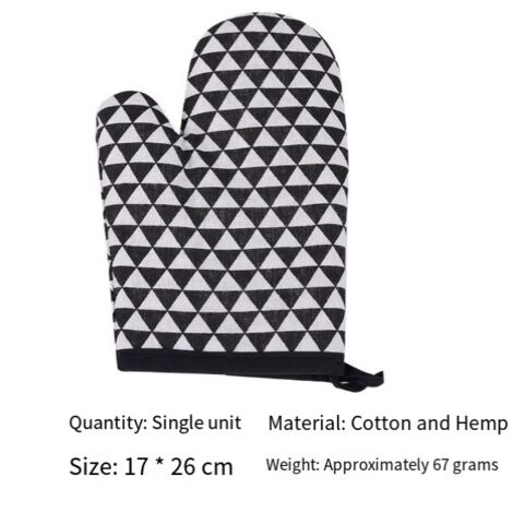 Guantes resistentes al calor, guantes para horno microondas, gruesos para evitar quemaduras - estampado a cuadros blancos y negros