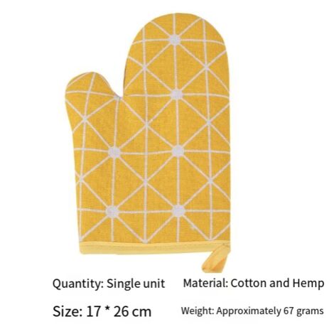 Guantes resistentes al calor, guantes para microondas, gruesos para evitar quemaduras - estampado de rombos amarillos