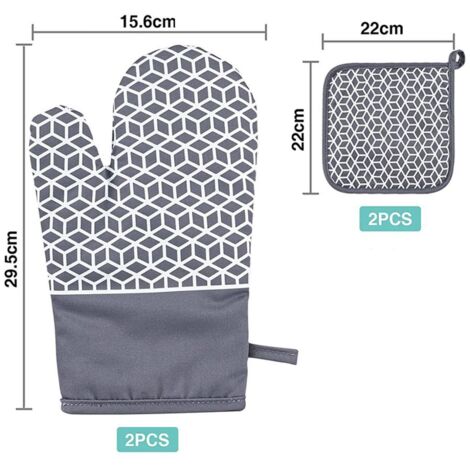Guantes resistentes al calor, paquete de 4 unidades, resistentes al calor hasta 230 °C, con textura de silicona antideslizante, perfectos para cocinar y hacer barbacoas.
