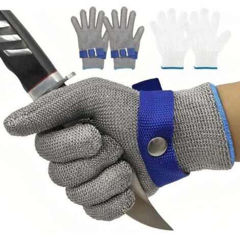 Guantes resistentes al corte, guantes de carnicero de acero, XU, acero inoxidable 316L, protección de nivel 9, guante de trabajo XS (un guante) - KZQ