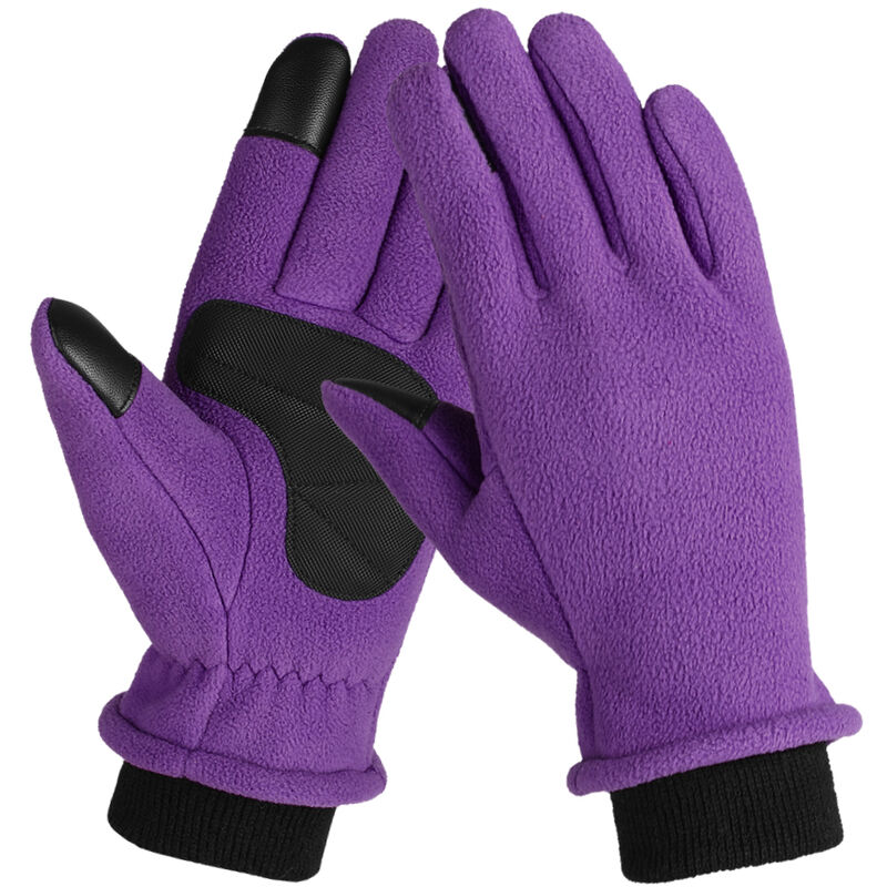 

Guantes termicos de invierno con pantalla tactil de forro polar para montar al aire libre, motociclismo, patinaje,Morado, L