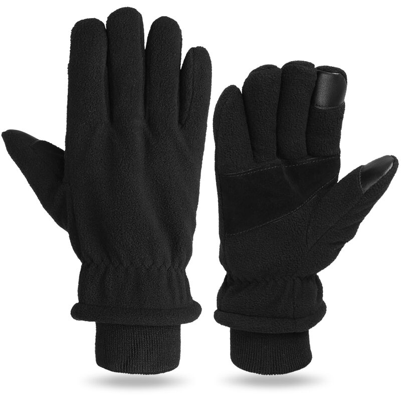 

Guantes termicos de invierno Guantes de lana polar con pantalla tactil para ciclismo al aire libre Pesca Montar,Negro, XL