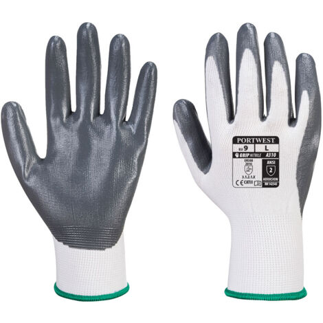 Guantes Vending Flexo Grip Nitrilo Blanco/Gris XL - Talla 10