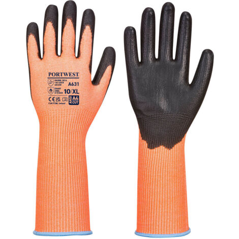 Guantes Vis-Tex Cut de puño largo Naranja/Negro 2XL - Talla 11
