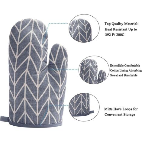 Guantes y tapetes resistentes al calor para horno: guantes y tapetes resistentes al calor para horno, rellenos de silicona para una sensación antideslizante al cocinar, aptos para cocinar, hornear y a
