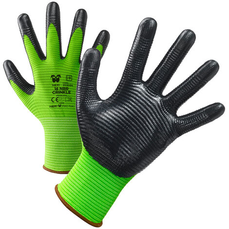 Guanti antinfortunistici Neri 16 NBR Crinkle - 10 (XL) - Nero/Verde
