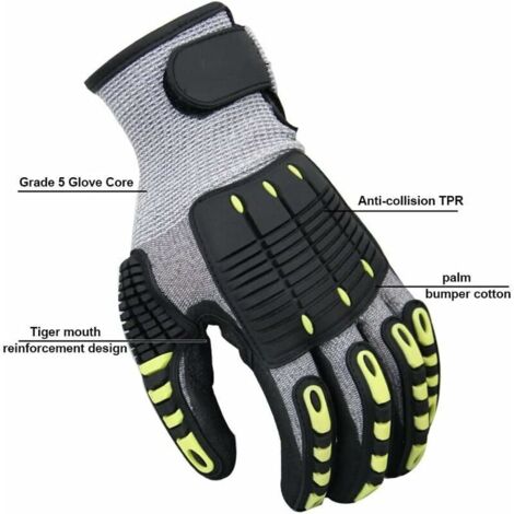 Guanti antitaglio di livello 5. Resistenti a tagli e urti, abrasioni, forature e strappi, ottima destrezza (Taglia: M, 23 cm)