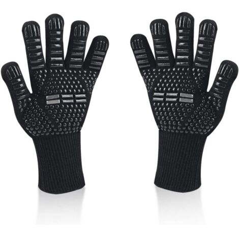 Guanti da barbecue, guanti da forno universali, resistenti al calore fino a 800 °C, antiscivolo, guanti da cucina in silicone ignifugo con protezione per l'avambraccio, per barbecue, cottura in forno,