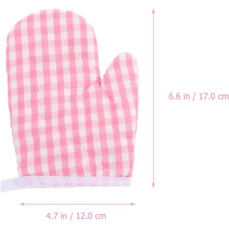 Guanti da cucina per bambini (confezione da 2) - Guanti da cucina a scacchi resistenti al calore, adatti per cucinare, cuocere al forno, utilizzare il forno a microonde, giocare e grigliare.