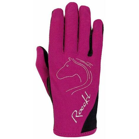 Guanti da equitazione bambino Roeckl modello Tryon traspiranti ed elastici con palmo in pelle scamosciata: 3, Blu navy