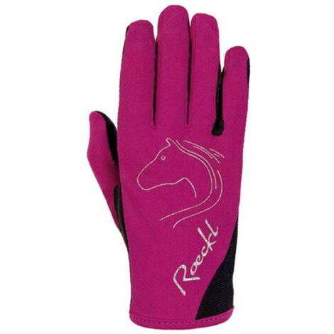 Guanti da equitazione bambino Roeckl modello Tryon traspiranti ed elastici con palmo in pelle scamosciata: 3, Lampone