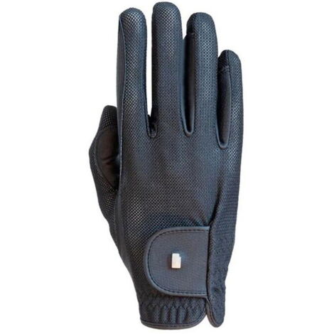 Guanti da equitazione uomo donna Roeckl modello roeck-grip lite in camoscio sintetico con palmo antiscivolo: 7, Nero