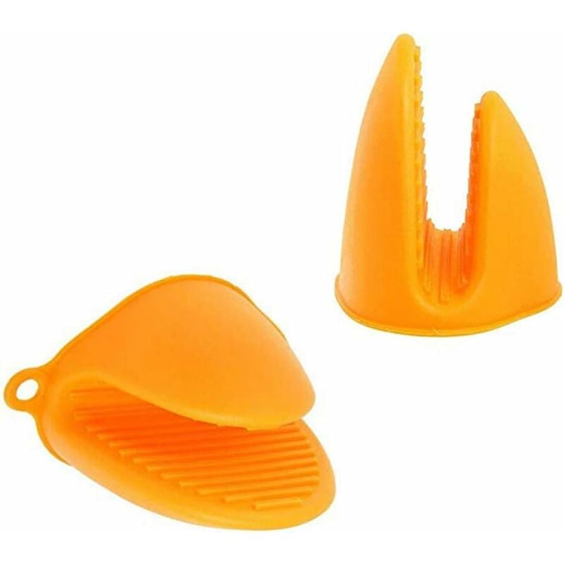 Image of Guanti da forno e presine resistenti al calore in silicone, mini panni da cucina per cottura al forno, lotto di 2 pezzi/1 set-arancione