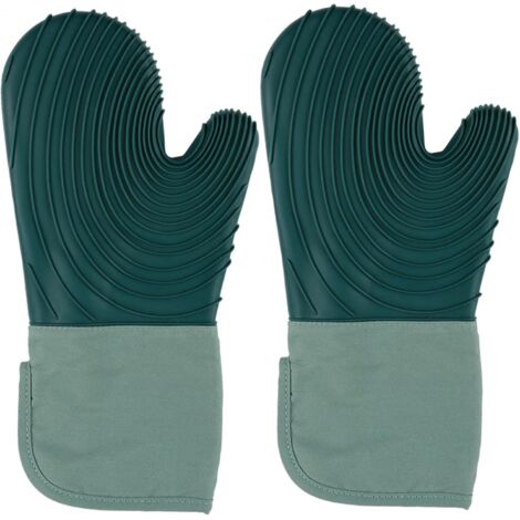 Guanti da forno Guanti da forno a spirale Guanti resistenti al calore fino a 250 ℃ con fodera in cotone, verde