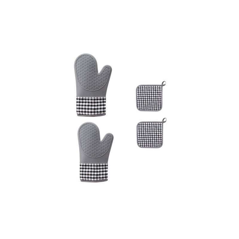 Image of Fortuneville - Guanti da forno, guanti da forno in silicone antiscivolo resistenti al calore, presine per barbecue, cucina (grigio) (2 guanti da