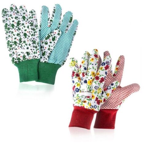 Guanti da giardinaggio da donna, due paia, guanti da giardinaggio con splendidi motivi, guanti antiscivolo per giardinaggio, potatura o lavori domestici.