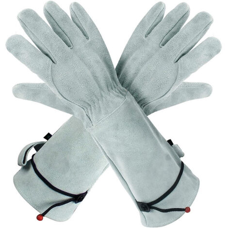 Guanti da giardino generici a tubo lungo in pelle bovina, indumenti protettivi antiperforazione per cantieri edili, per giardinaggio