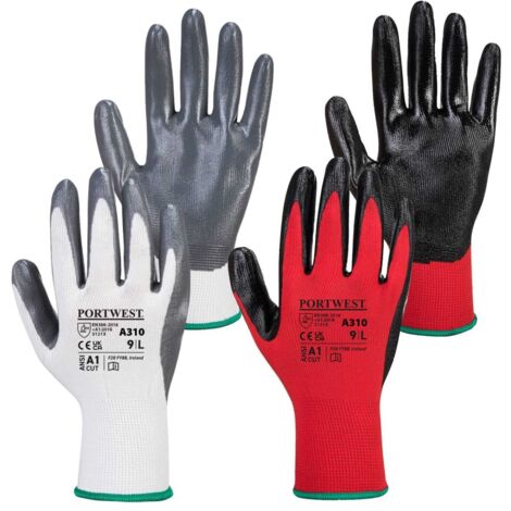 Guanti da Lavoro con Spalmatura in Nitrile Grigio-Bianco 9