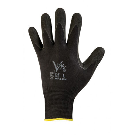 Guanti da lavoro g/925 supporto nylon nero + schiuma lattice, taglie disponibili  m